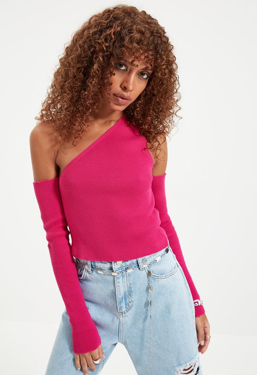 Trendyol - Shoulder detailed knitwear sweater - fuchsia