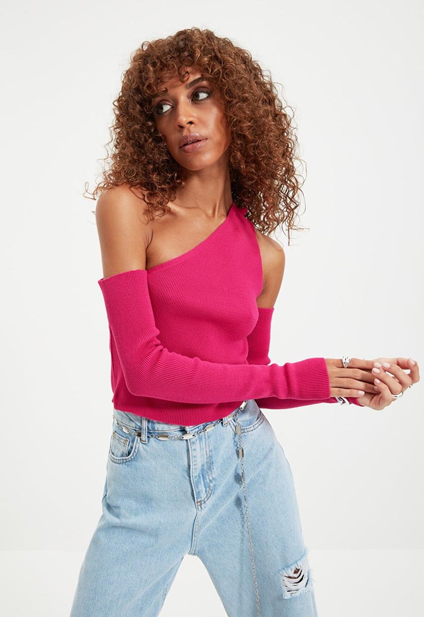 Trendyol - Shoulder detailed knitwear sweater - fuchsia