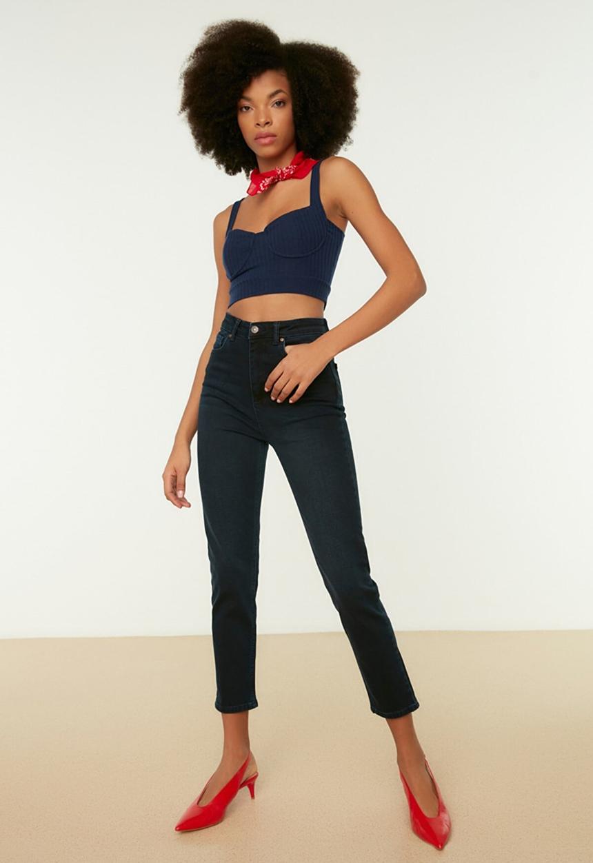 Trendyol - High waist mom jeans - midnight blue