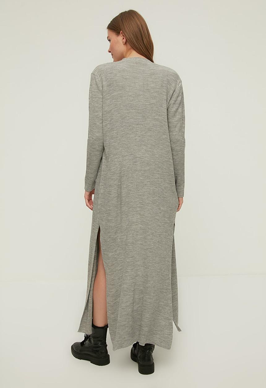 Trendyol - Slit detailed knitwear cardigan - grey