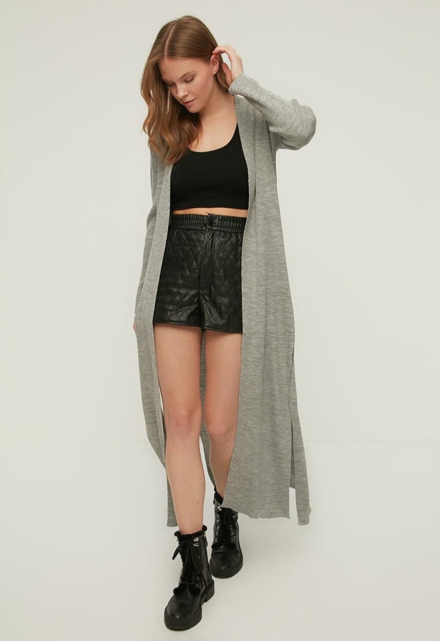 Trendyol - Slit detailed knitwear cardigan - grey