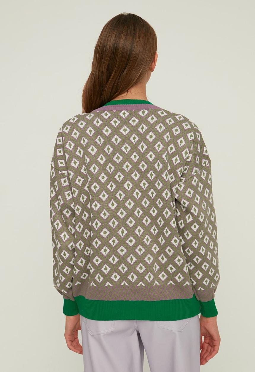 Trendyol - Jacquard knitwear cardigan - green