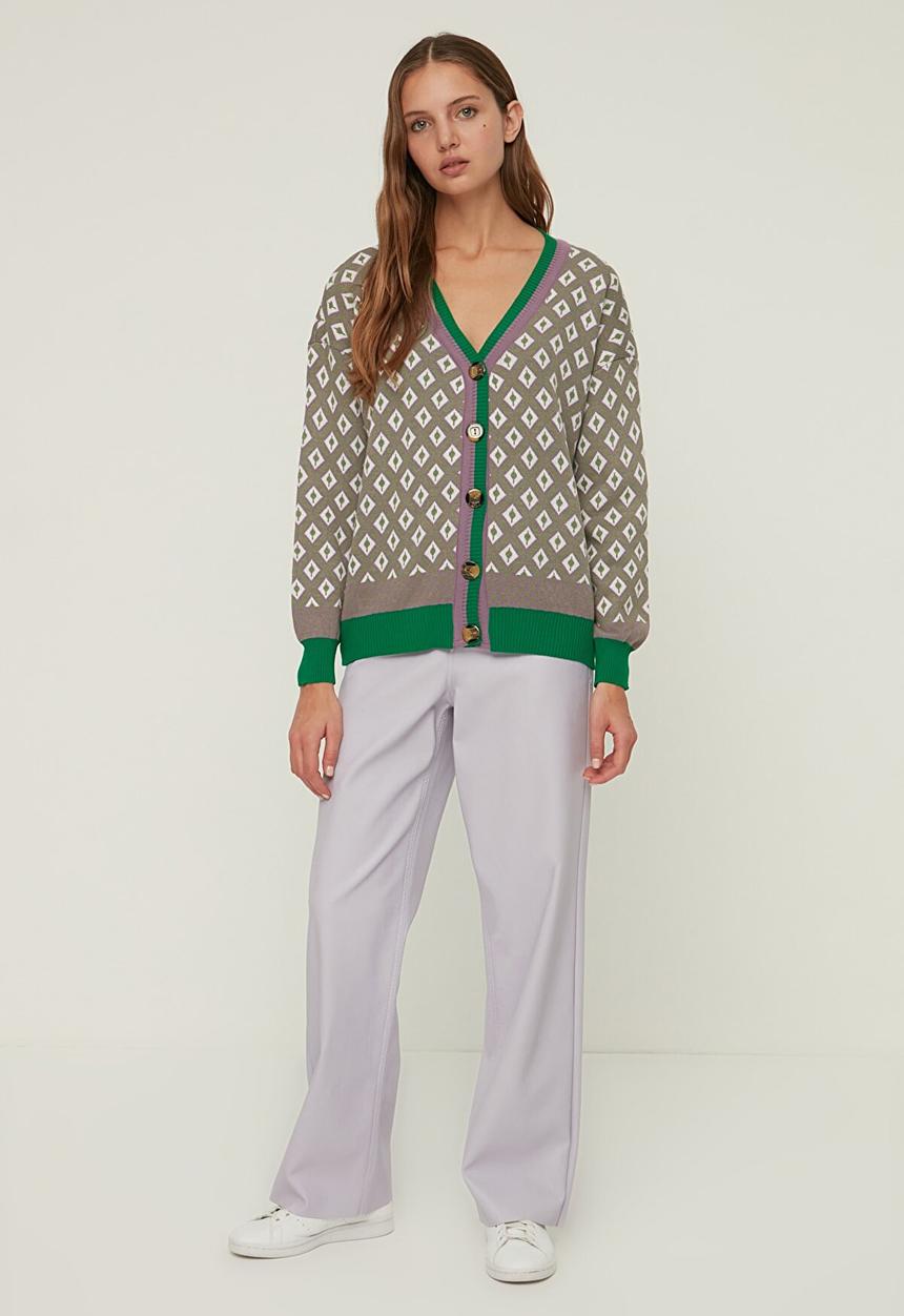 Trendyol - Jacquard knitwear cardigan - green