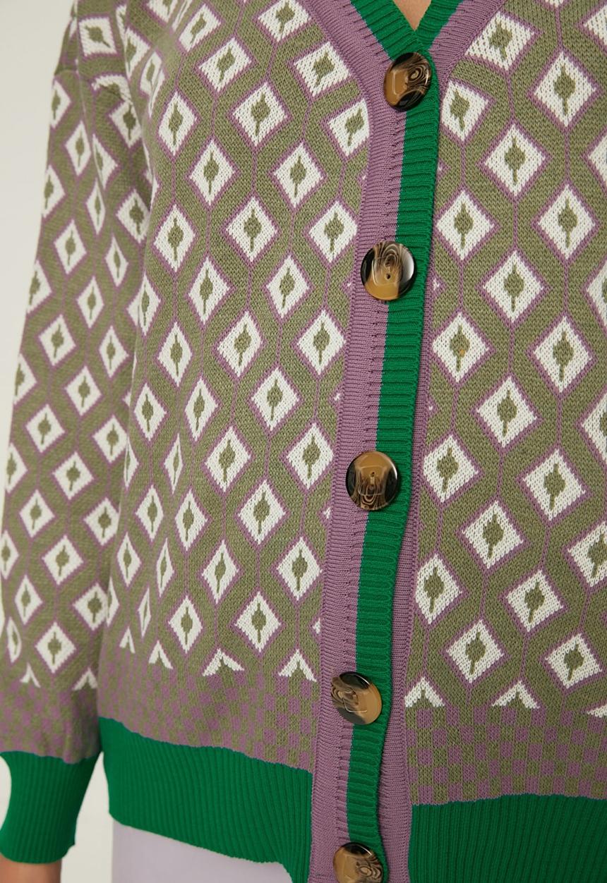 Trendyol - Jacquard knitwear cardigan - green