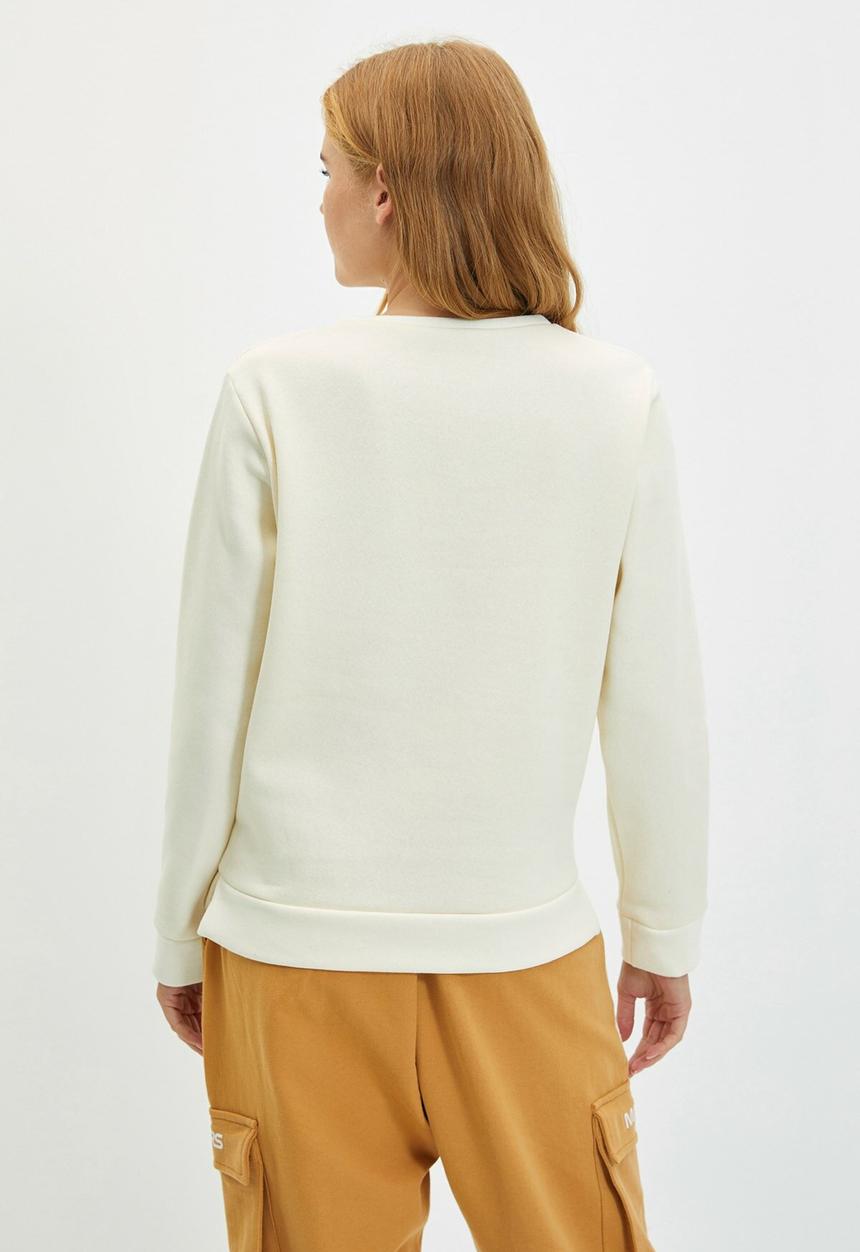 Trendyol - Ruffle detailed raised basic knitted sweatshirt - ecru