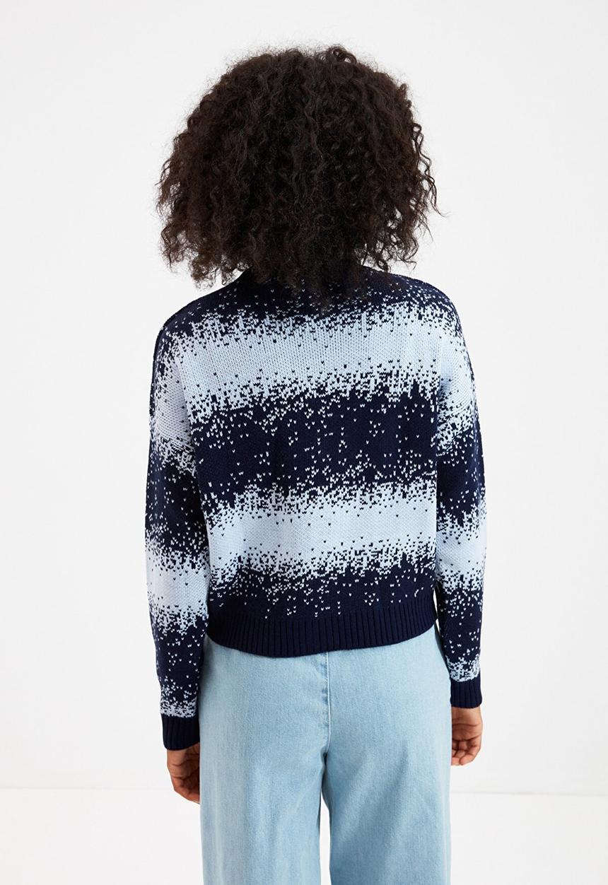 Trendyol - Jacquard knitwear cardigan - navy 