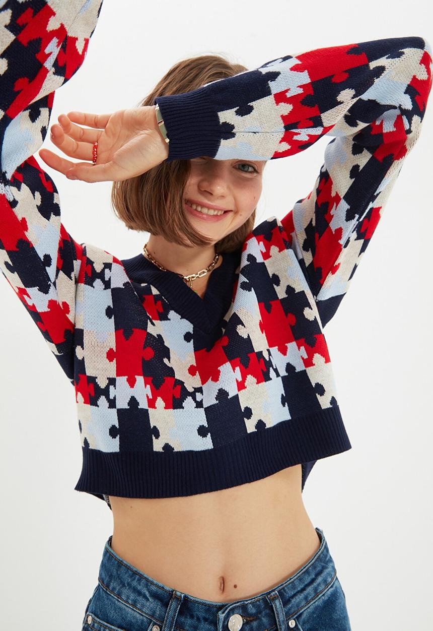 Trendyol - Jacquard knitwear sweater - navy