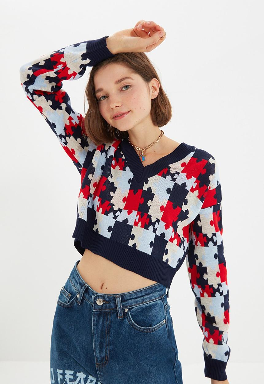 Trendyol - Jacquard knitwear sweater - navy