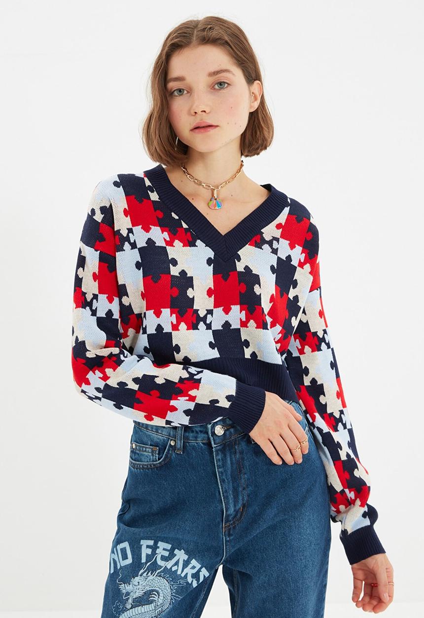Trendyol - Jacquard knitwear sweater - navy