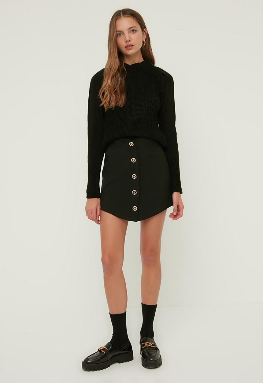 Trendyol - Balloon sleeve knitwear sweater - black