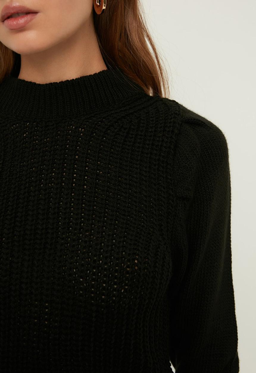 Trendyol - Balloon sleeve knitwear sweater - black