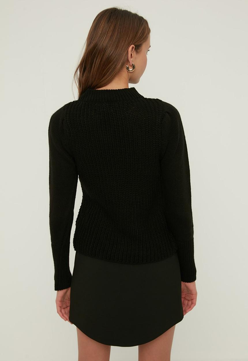 Trendyol - Balloon sleeve knitwear sweater - black