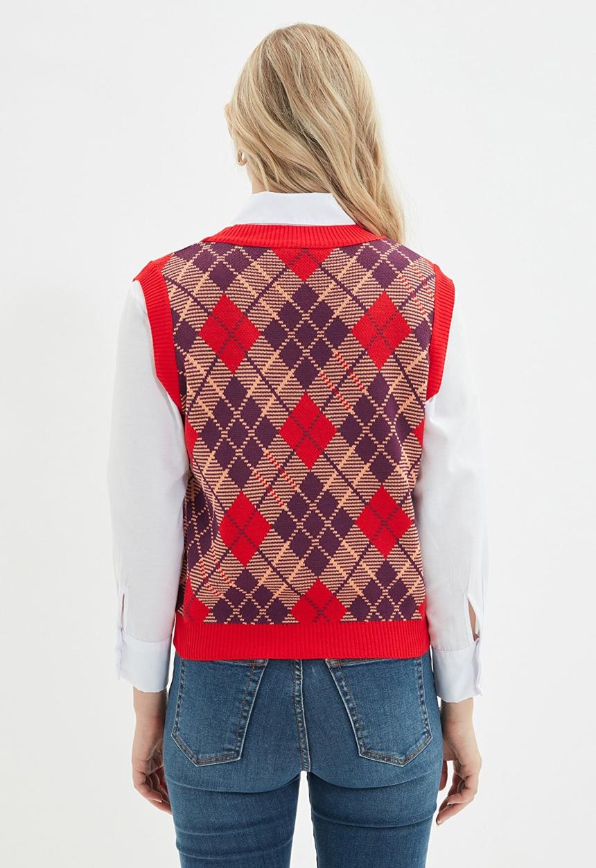 Trendyol - Jacquard knitwear sweater - red