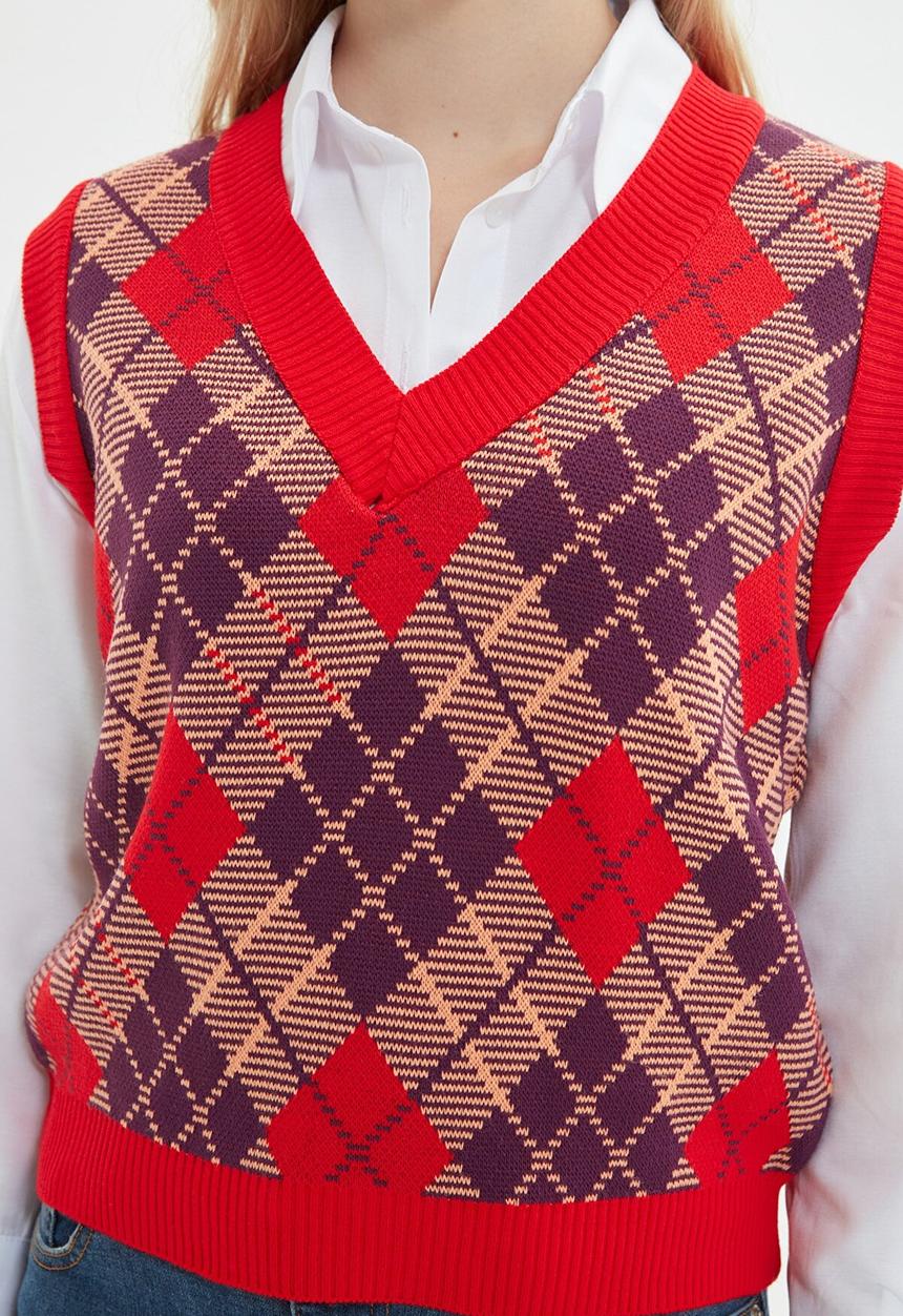 Trendyol - Jacquard knitwear sweater - red