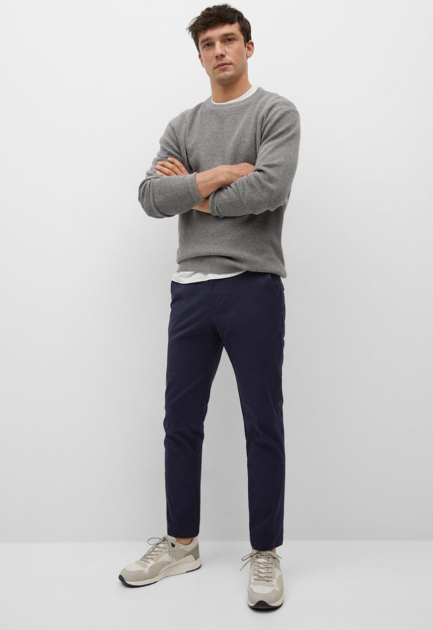 MANGO - Trousers prato - navy
