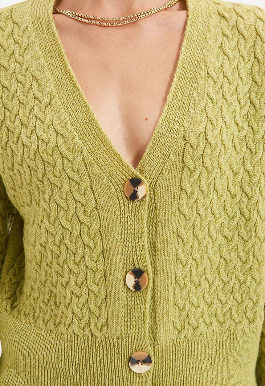 Trendyol - Knit detailed knitwear cardigan - green