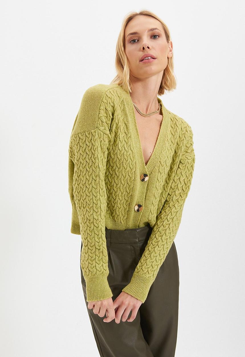 Trendyol - Knit detailed knitwear cardigan - green