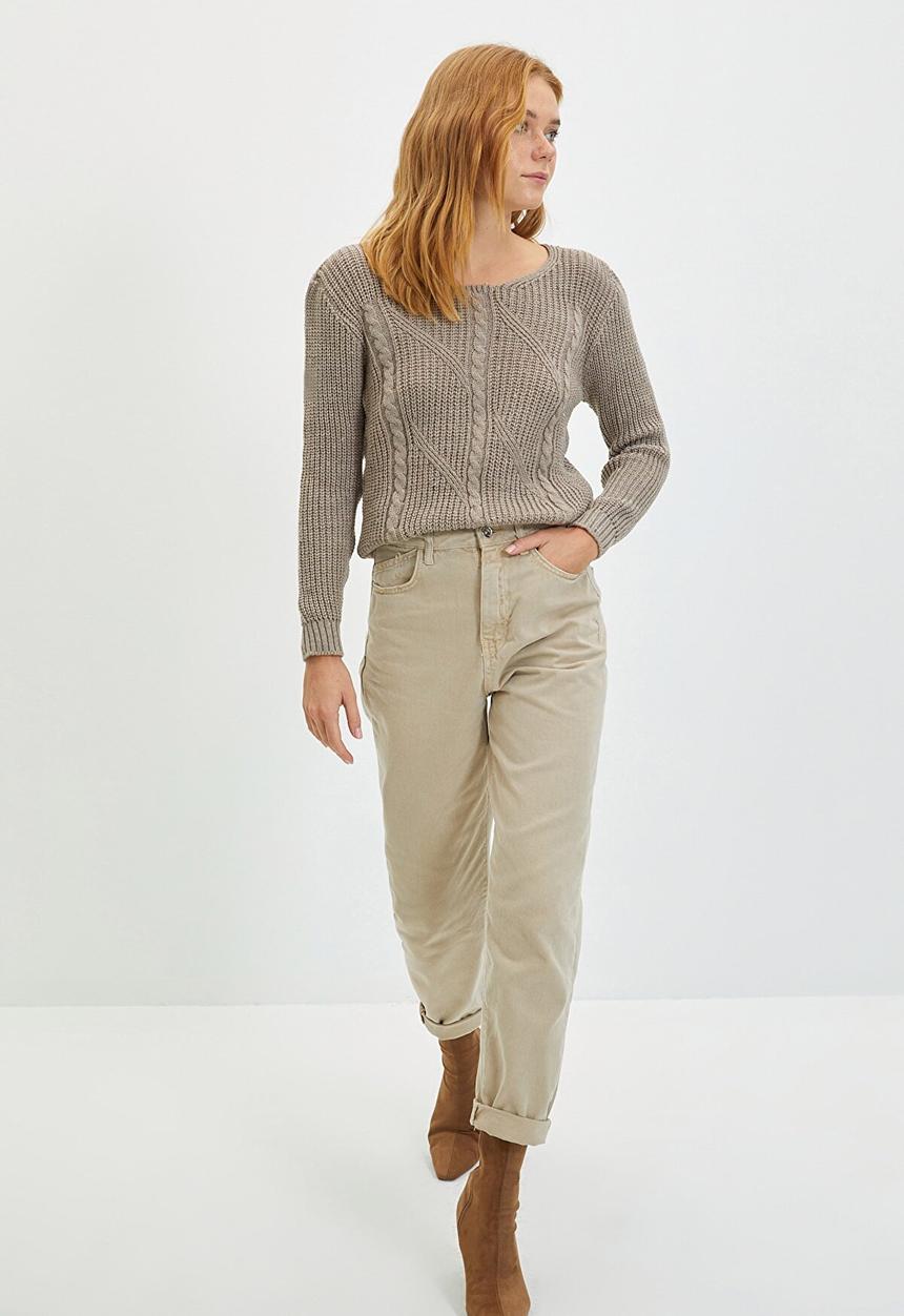Trendyol - Knitted detailed knitwear sweater - beige