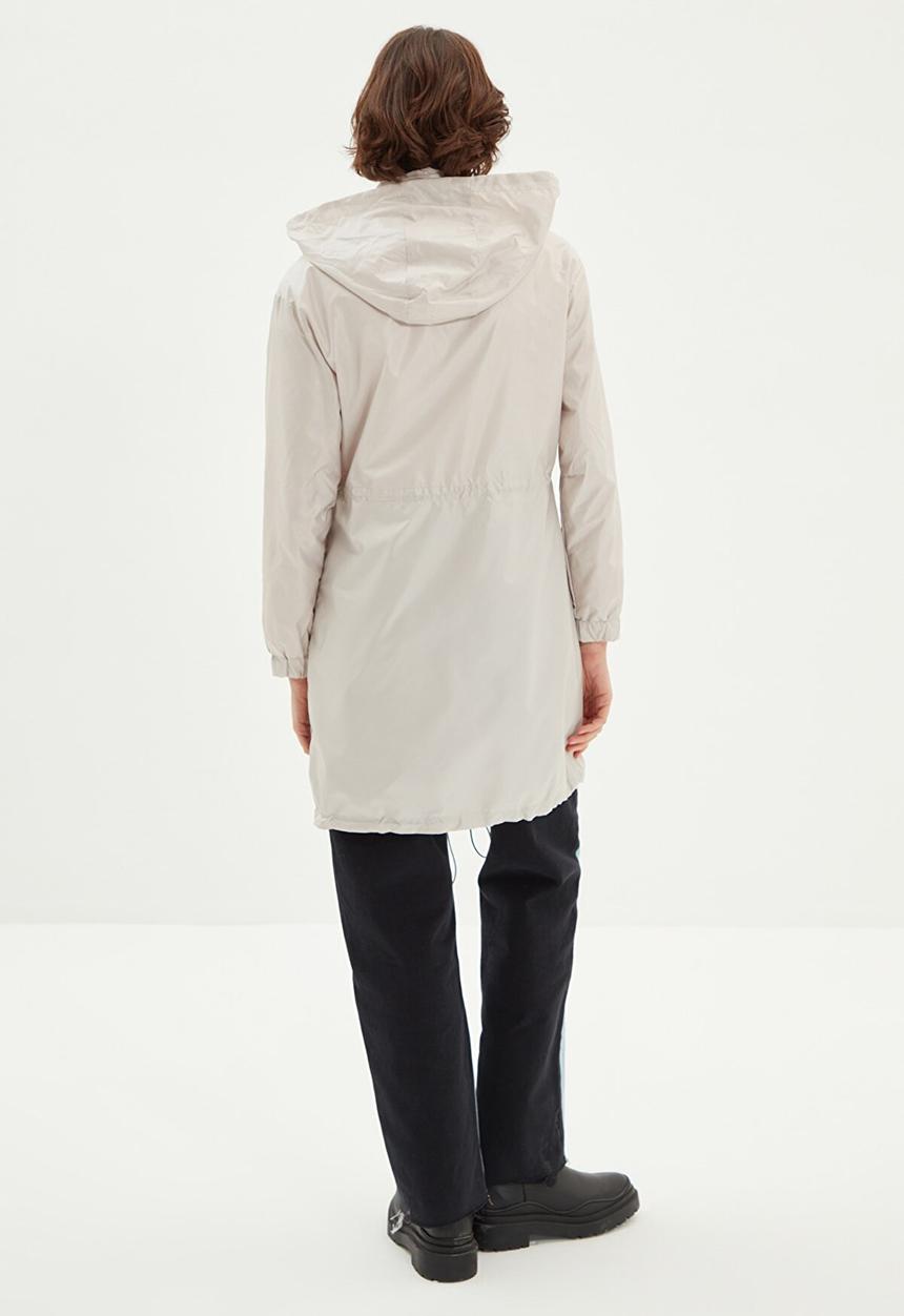 Trendyol - Hooded pleated waist coat - stone