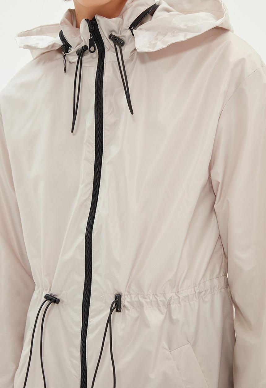 Trendyol - Hooded pleated waist coat - stone