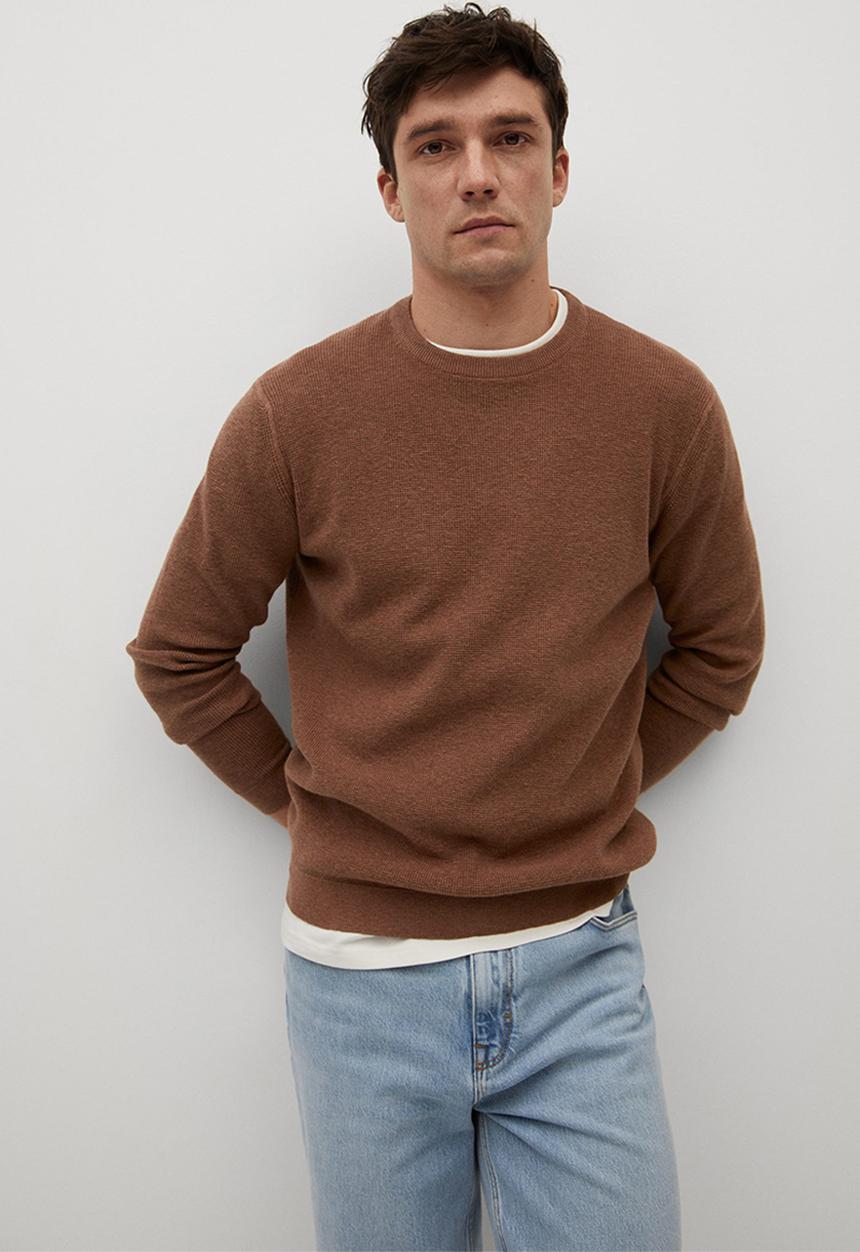 MANGO - Antigua Structured cotton Knitwear  - rust