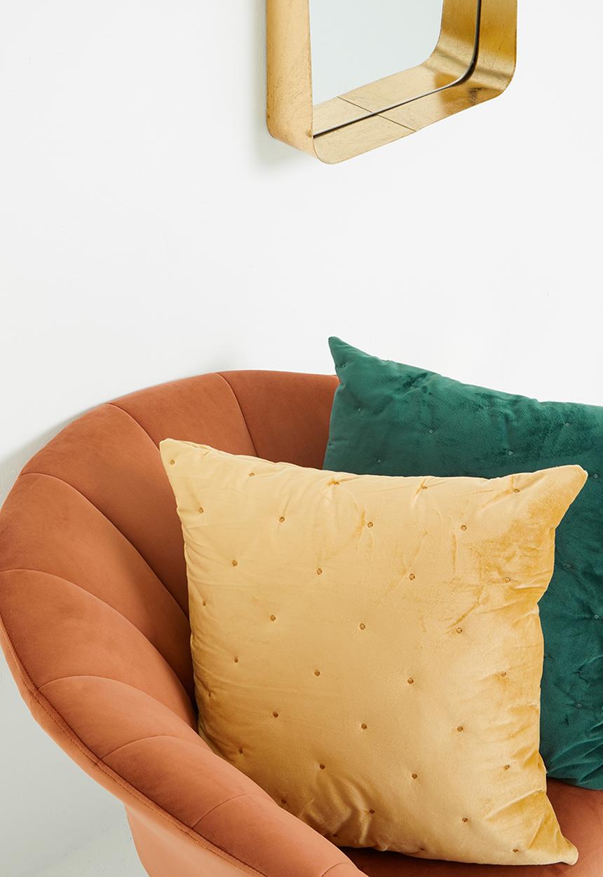 Sixth Floor - Thea velvet cushion cover - mustard yellow