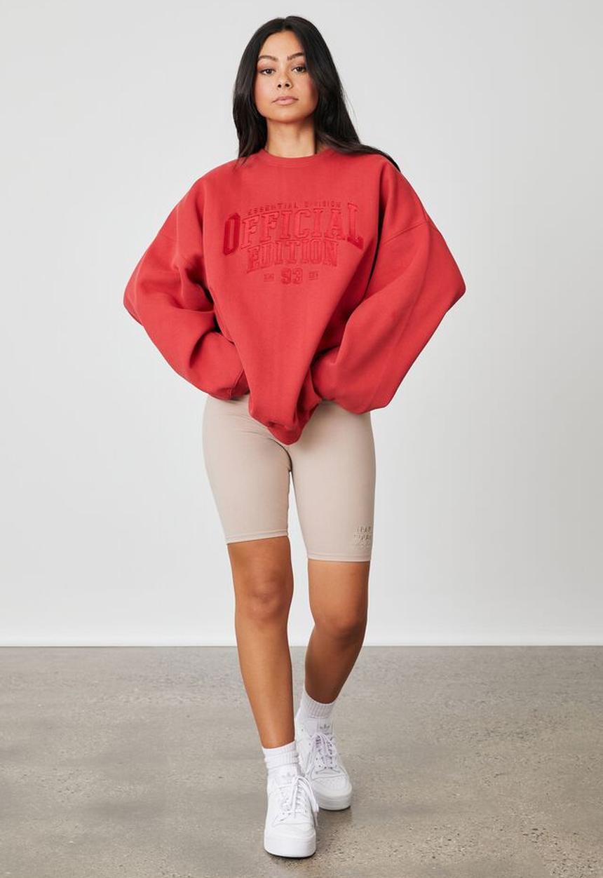 Factorie - Slouchy premium graphic crew - red berry & official edition
