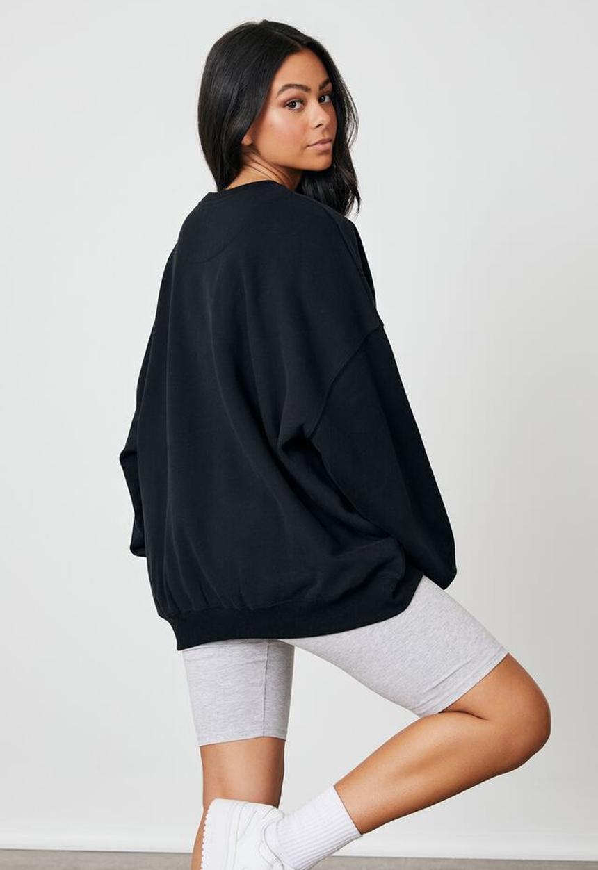 Factorie - Slouchy premium graphic crew - black & scla crest