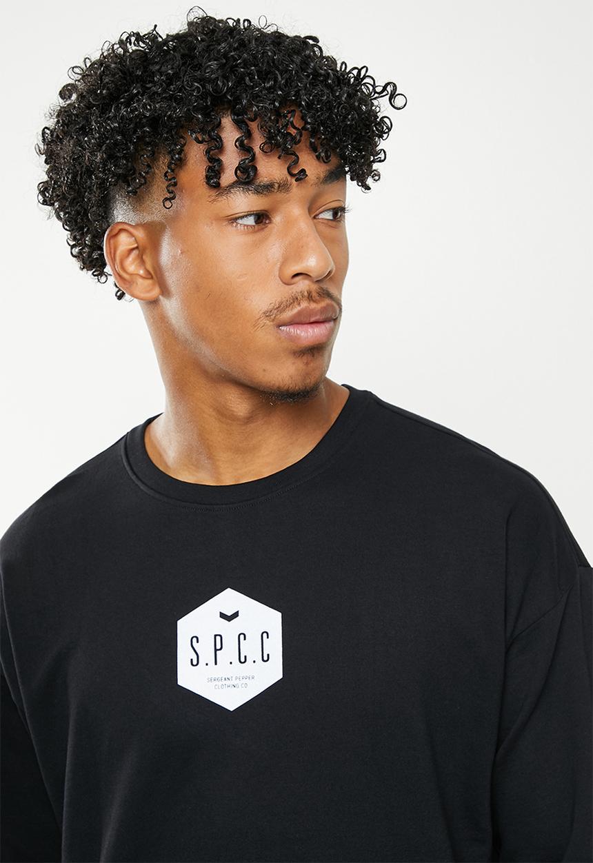 S.P.C.C - Wyatt relaxed fit crew neck sweat  - black