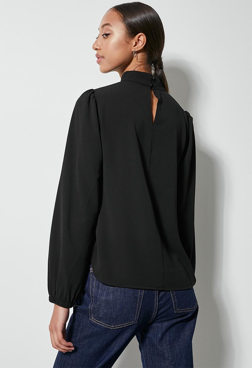 Superbalist - High neck funnel blouse - black