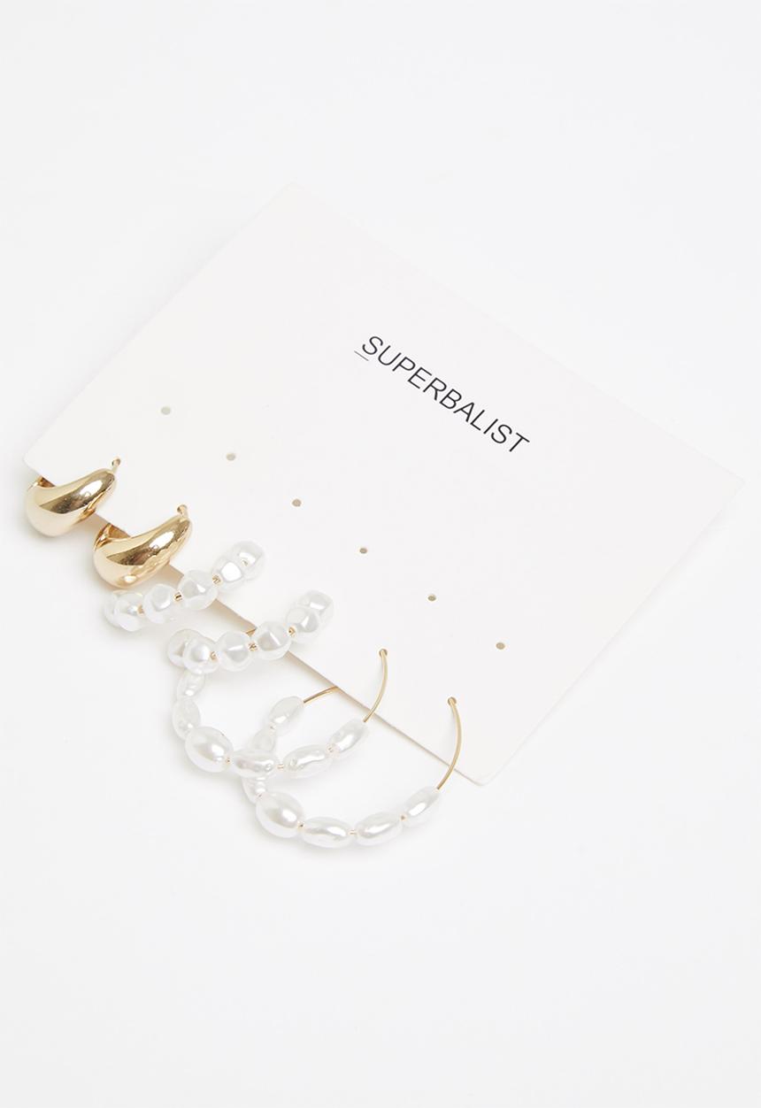 Superbalist - Bria earring pack - gold/cream