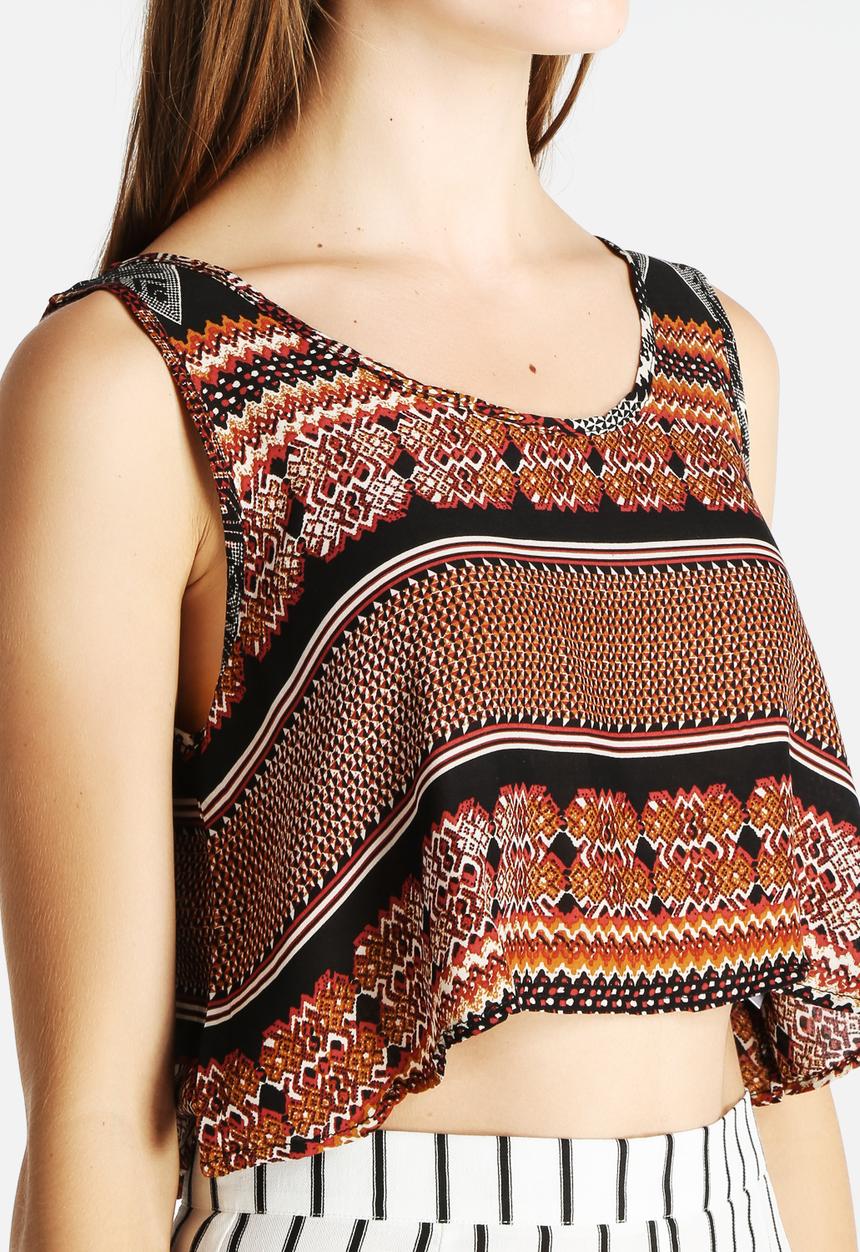 Glamorous - Border Print Crop Top