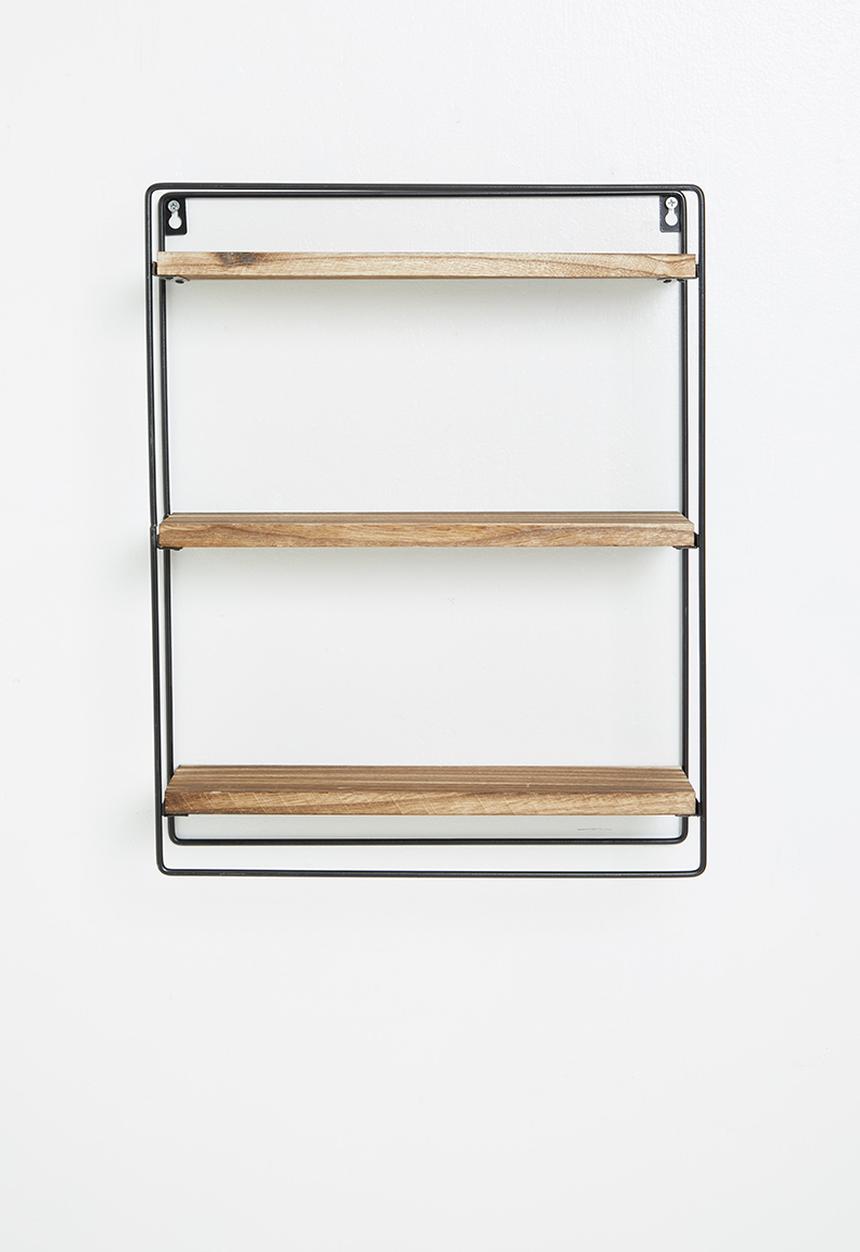 H&S - 3 shelves wooden wall rack