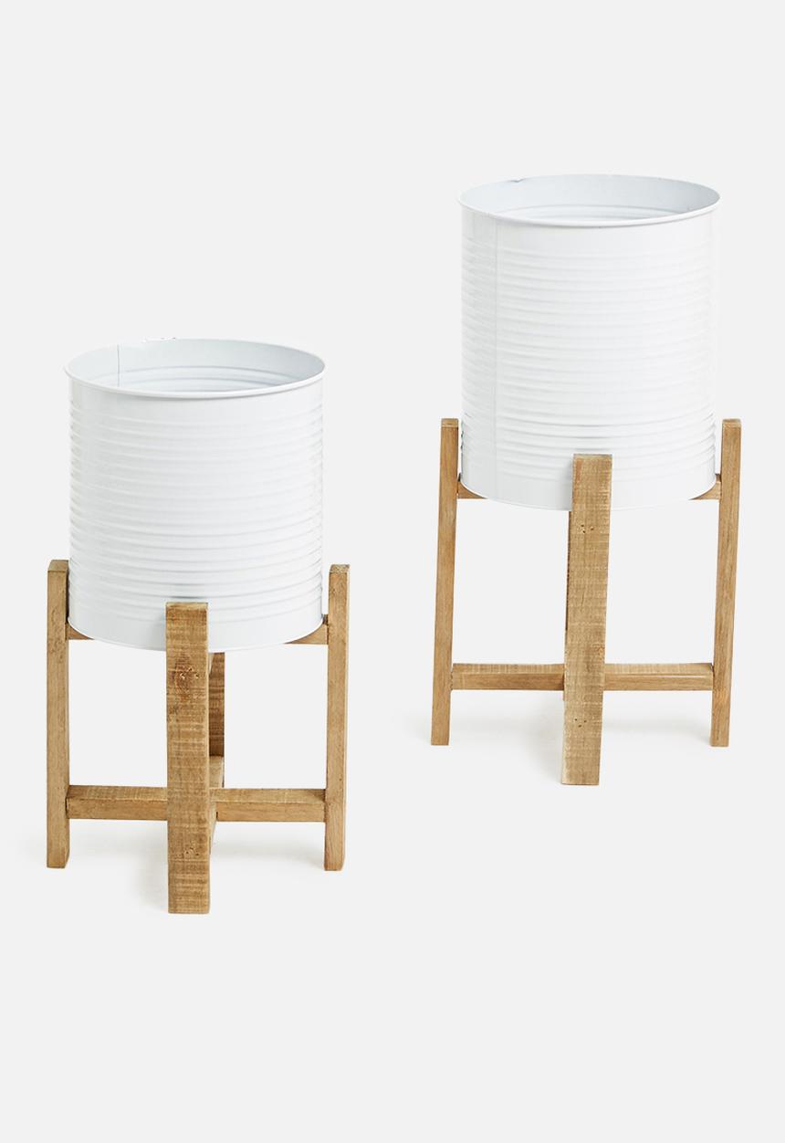 H&S - Steel planter set of 2-white