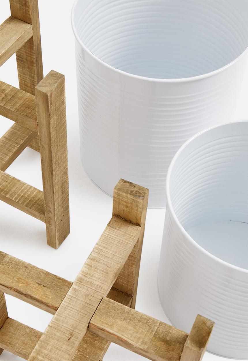H&S - Steel planter set of 2-white