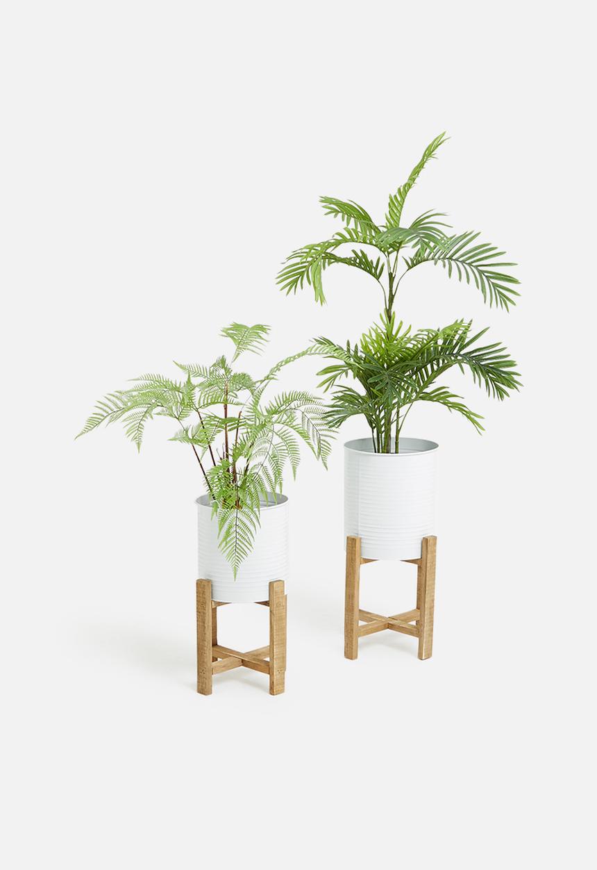 H&S - Steel planter set of 2-white