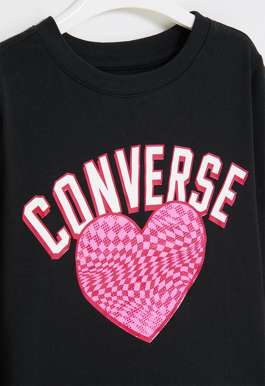 Converse - Cnvg long sleeve warp check hear top - black