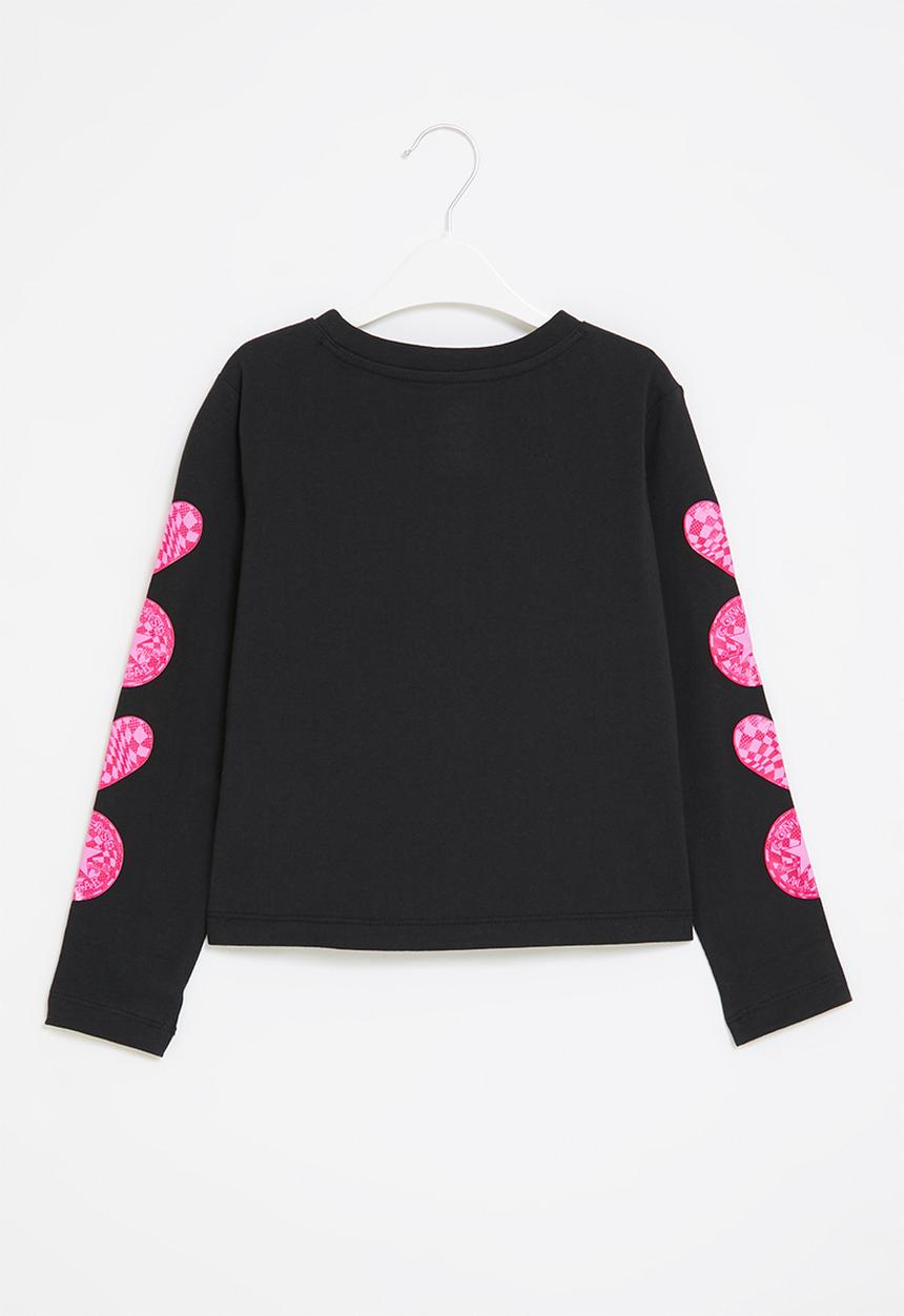 Converse - Cnvg long sleeve warp check hear top - black