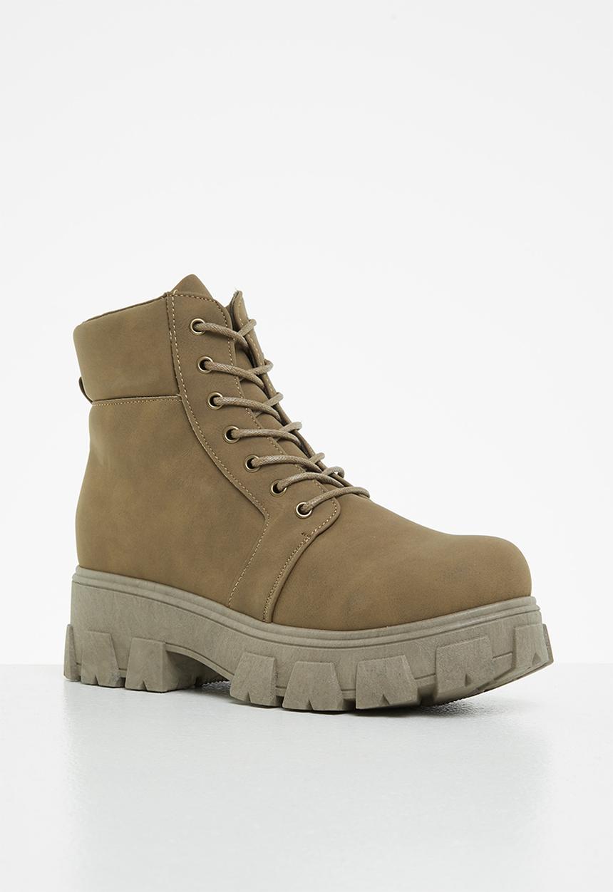 Seduction - Chunky lug sole hiking boot - taupe