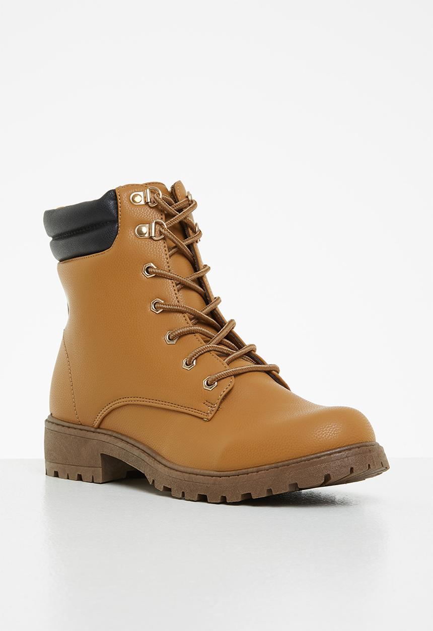 Seduction - Chunky lace-up hiking boot - honey