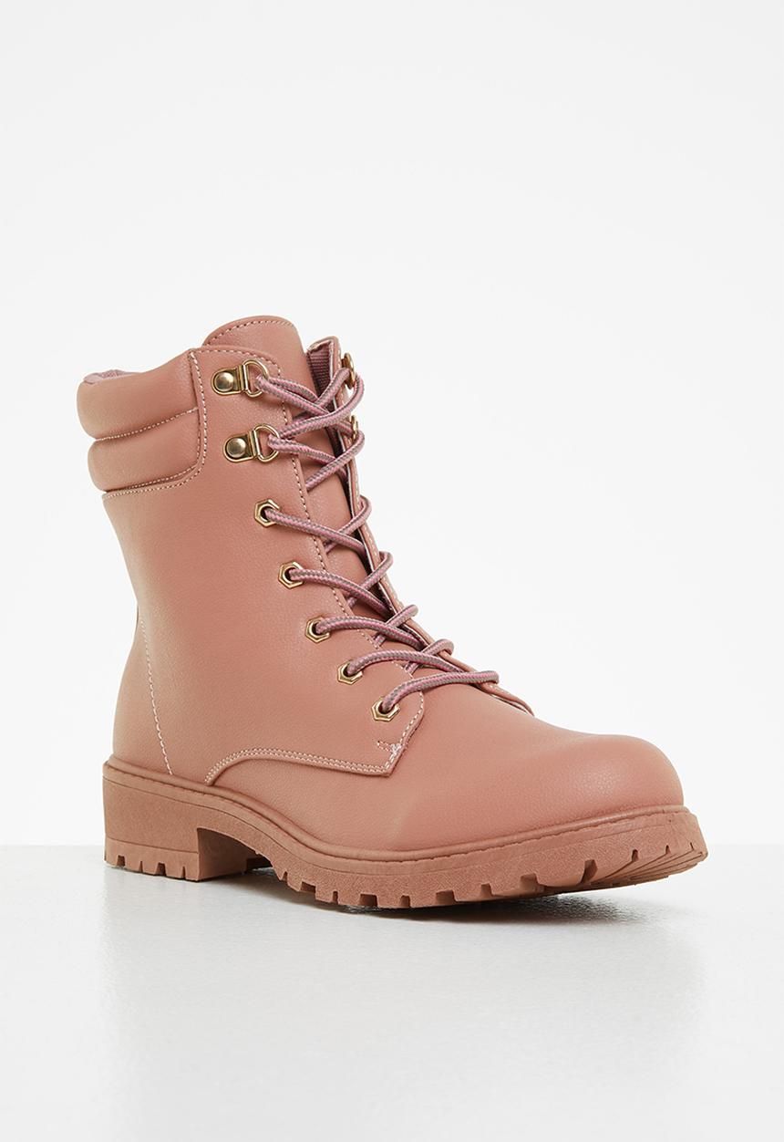 Seduction - Chunky lace-up hiking boot - mink