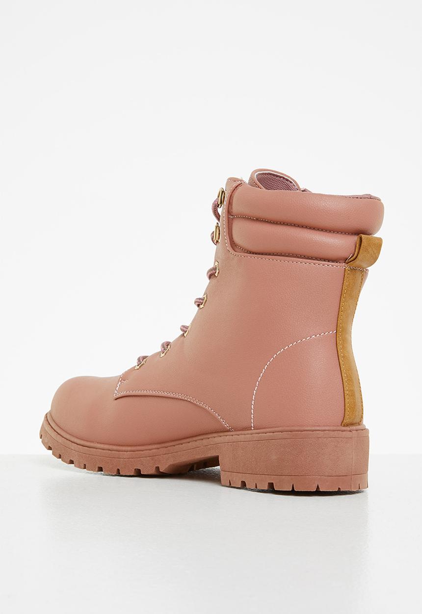 Seduction - Chunky lace-up hiking boot - mink