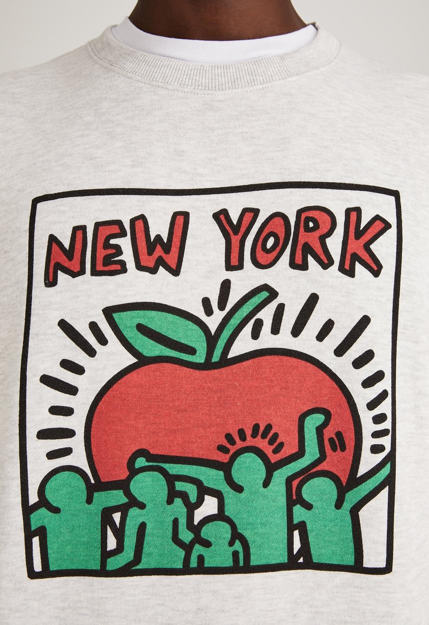 Factorie - Keith Haring crew fleece - white marle