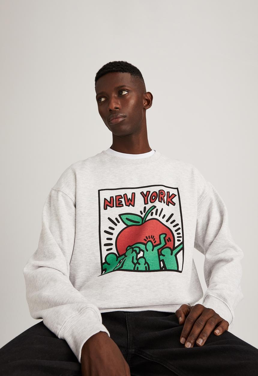 Factorie - Keith Haring crew fleece - white marle