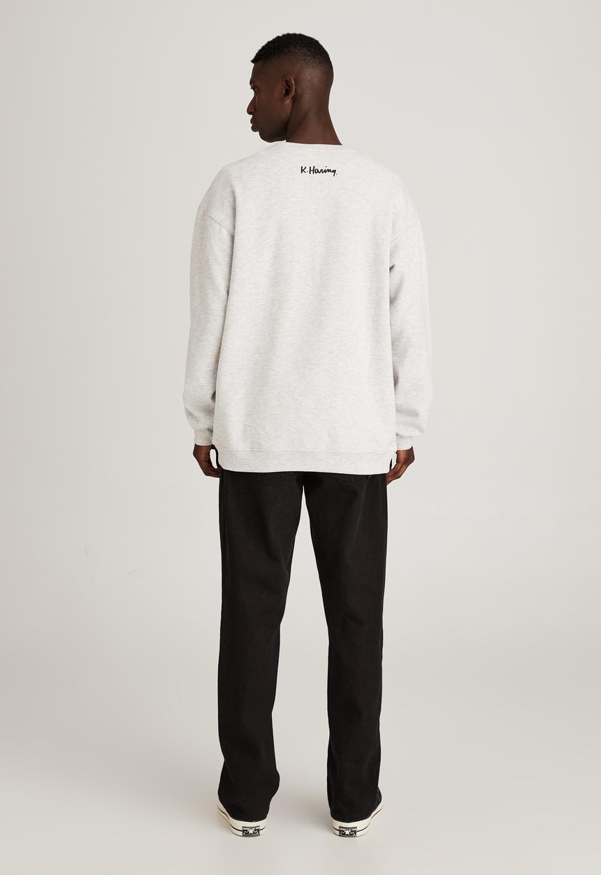 Factorie - Keith Haring crew fleece - white marle