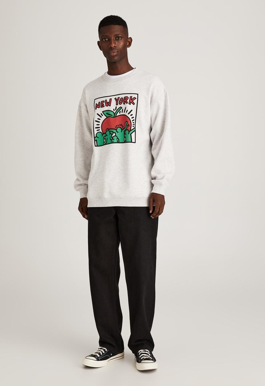 Factorie - Keith Haring crew fleece - white marle