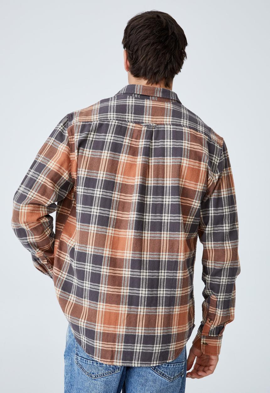 Factorie - Camden long sleeve shirt - terracotta plaid