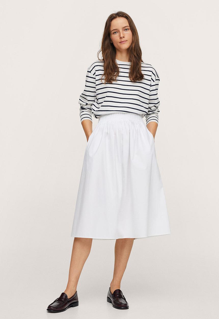 MANGO - Skirt pleat-h - white