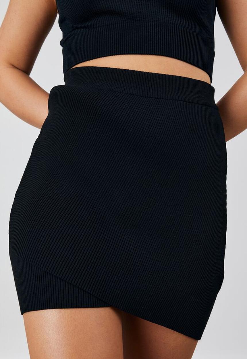 Factorie - Knit wrap mini skirt - black