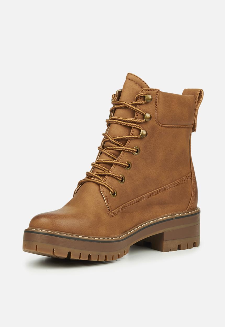 Miss Black - Fox1 lace-up ankle boot - tan